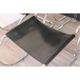 Series of 6 minimalist chairs in chrome metal and black leather around 1970