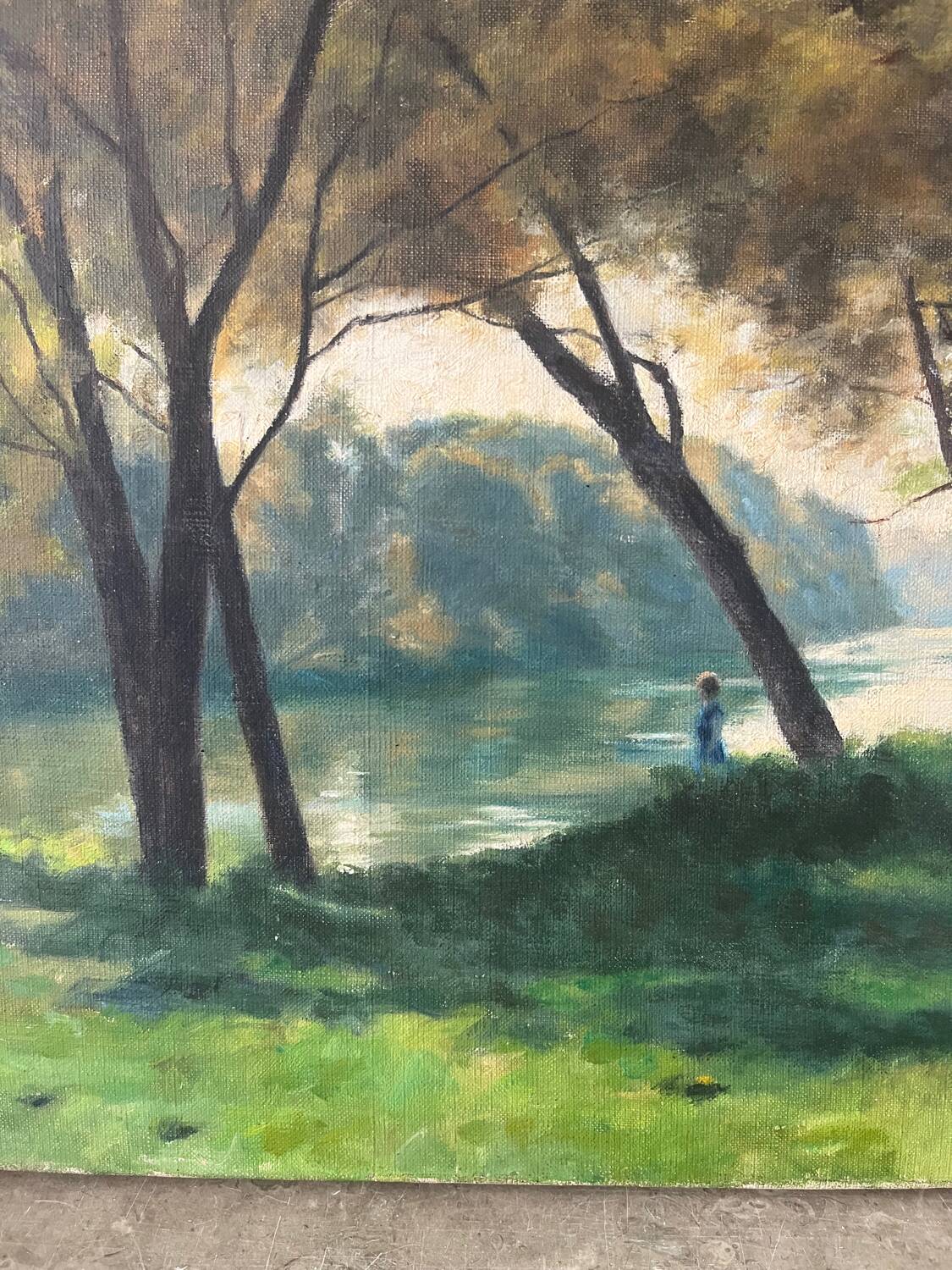 Bank of the Marne, oil on canvas signed Albert Mauguiere 1875-1968