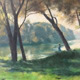 Bank of the Marne, oil on canvas signed Albert Mauguiere 1875-1968