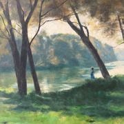 Bank of the Marne, oil on canvas signed Albert Mauguiere 1875-1968