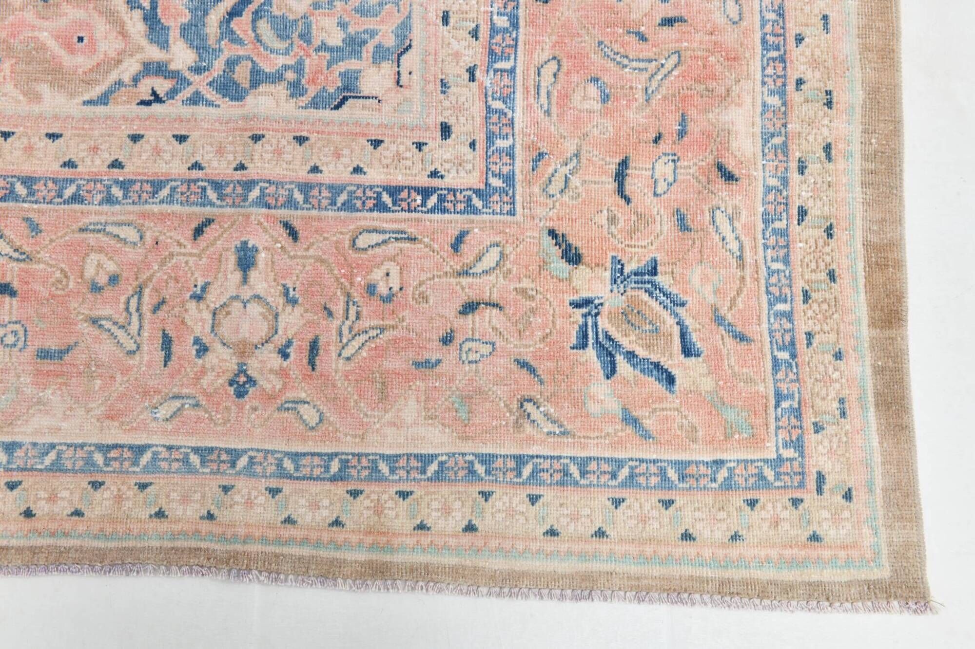 Tapis persan classique antique 57s rose blush bleu 10x13, 293x388 cm
