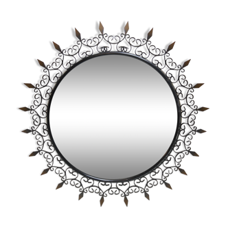 Miroir soleil Chaty Vallauris signé 44cm