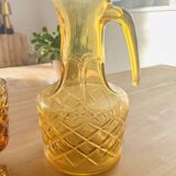 Vintage amber glass aperitif service – complete set – 1960s/70s