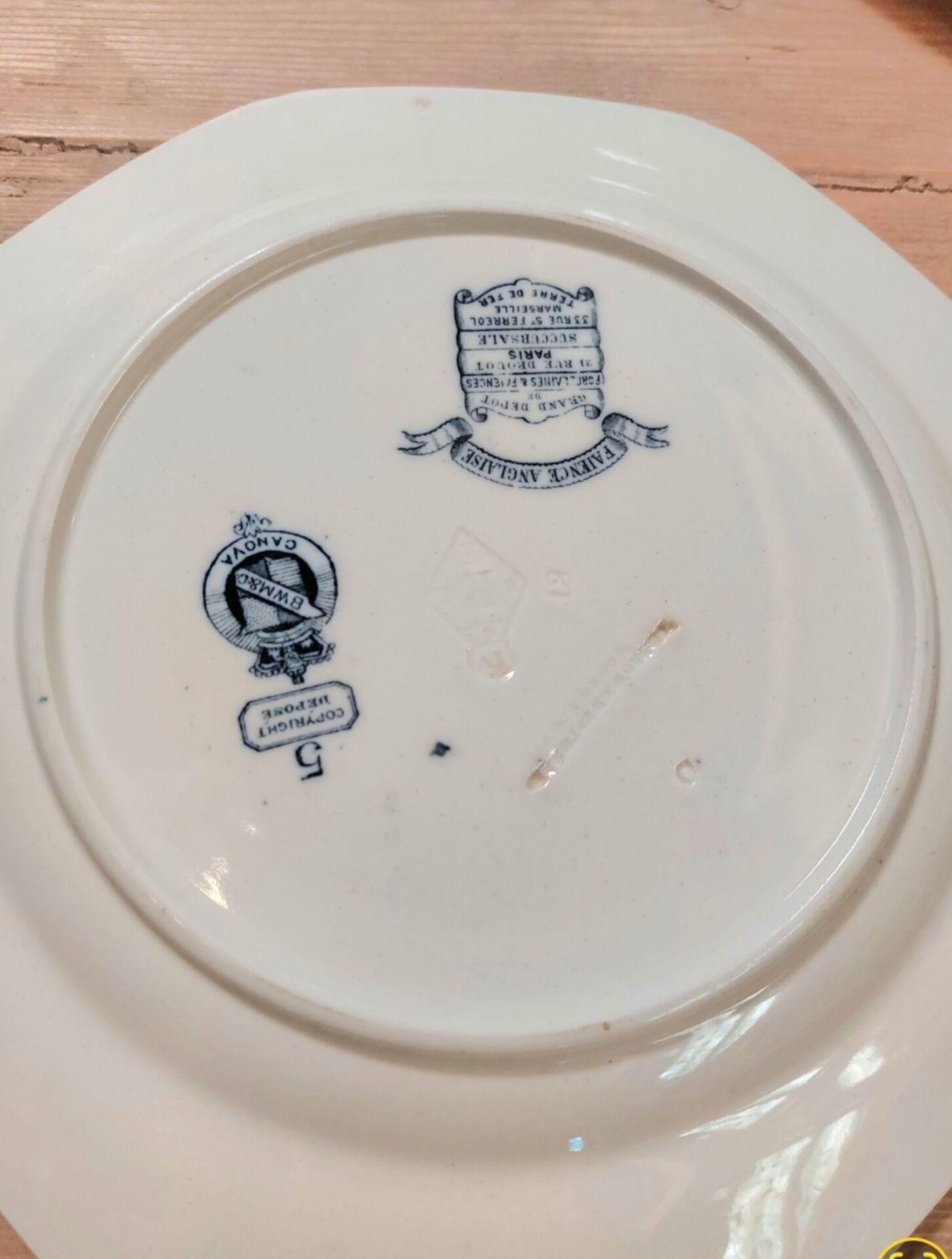 Three flat plates made of ironstone - English earthenware