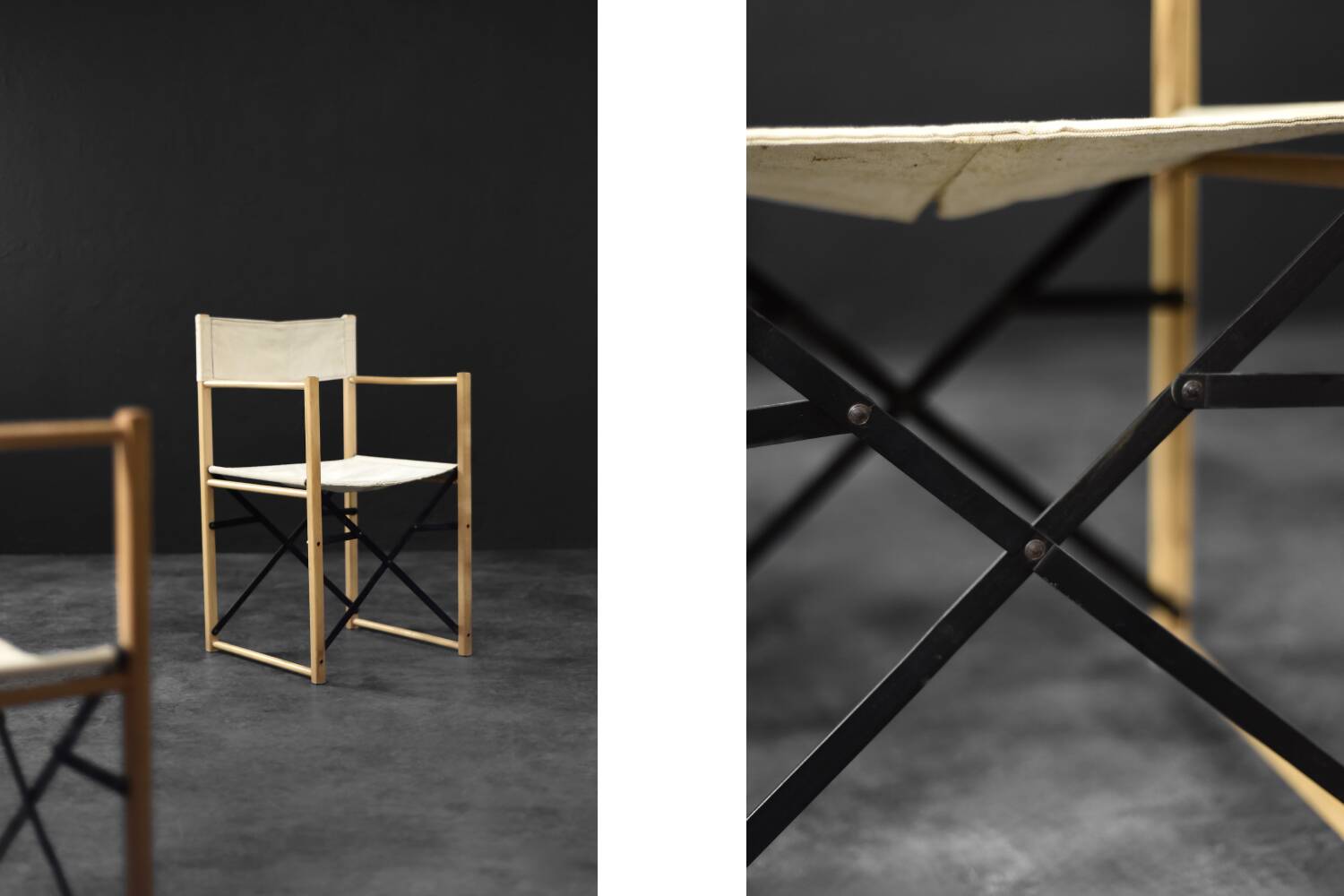 Vintage Mid-Century Scandinavian Modern Beech Safari Director's Chairs