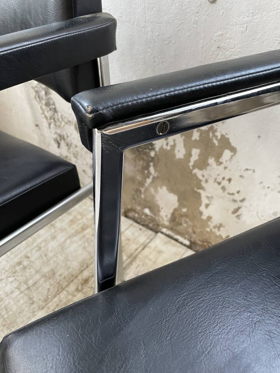 Pair of chrome office chairs
