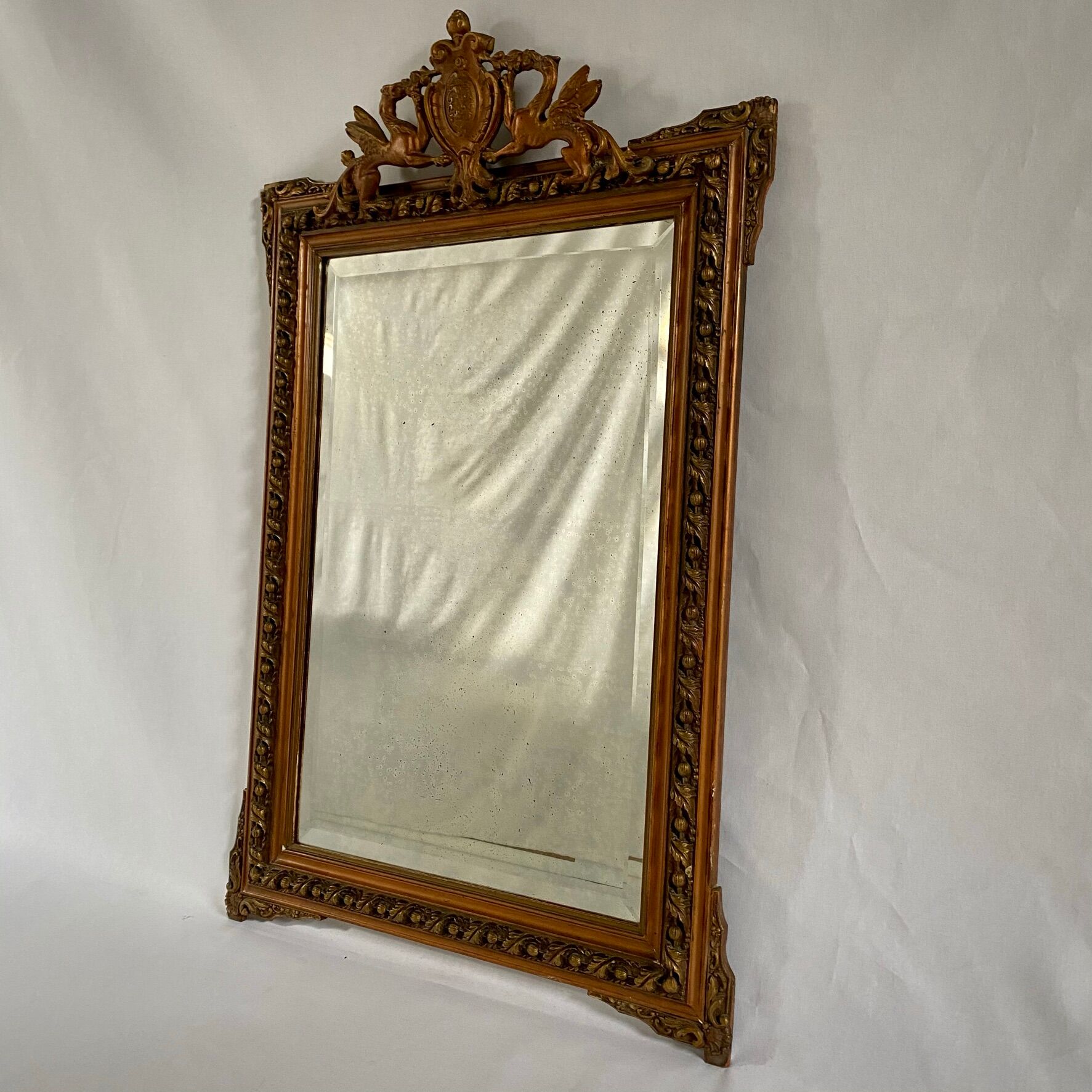 Mirror Napoleon III, gilded with pediment - 105x67cm