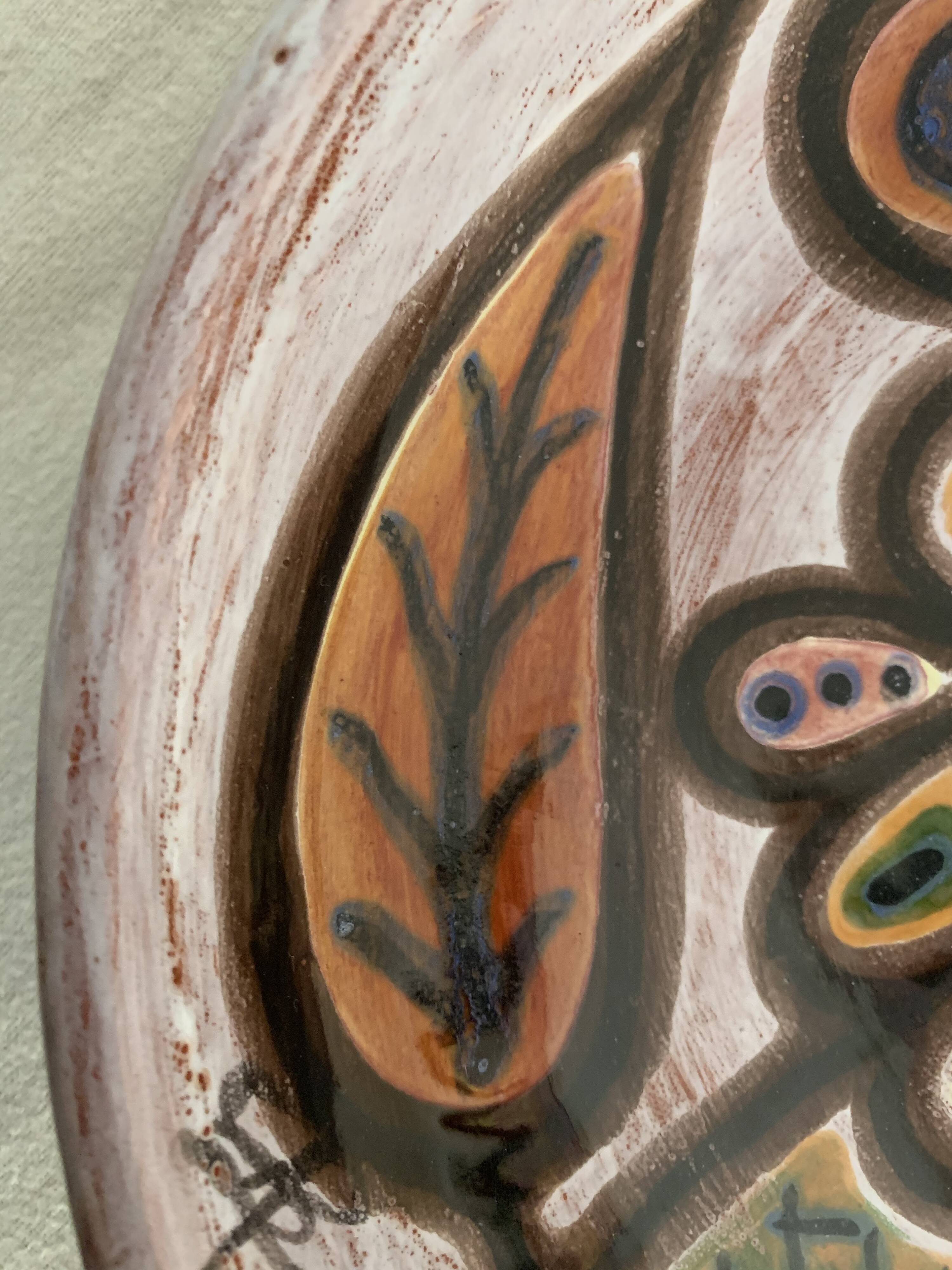 Ceramic dish enamelled by Jacques Poussines Sant Vicens 1950