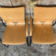 Pair of Vintage RONÉO Armchairs with Black Metal Legs + Curved Wooden Shell