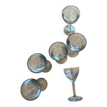 Ensemble de 6 verres à vin anciens épais