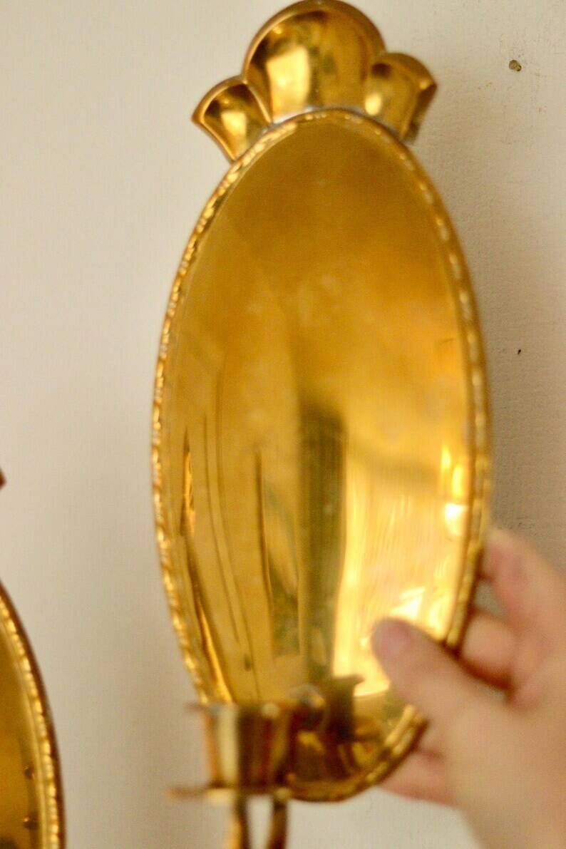 Pair of Swedish Mid-Century Brass Wall Sconces