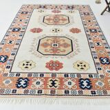 7x9 Peach Navy Blue Oushak Area Rug, 202x284Cm