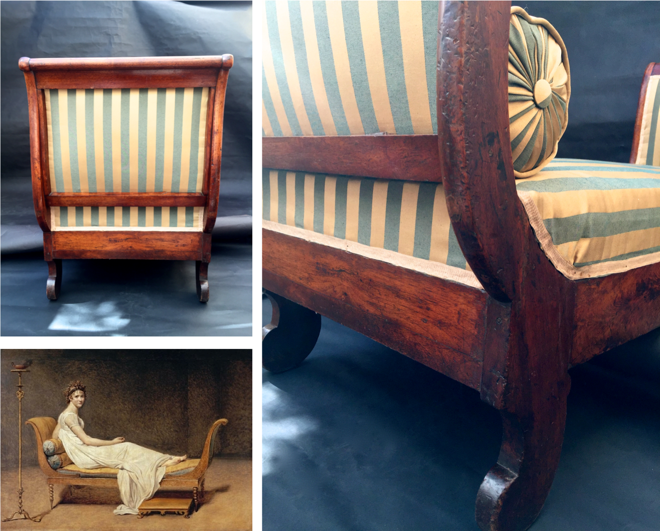 Walnut recamier bench Napoleon III daybed mid-nineteenth century