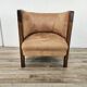 1940s Art Decò armchair in walnut and velvet