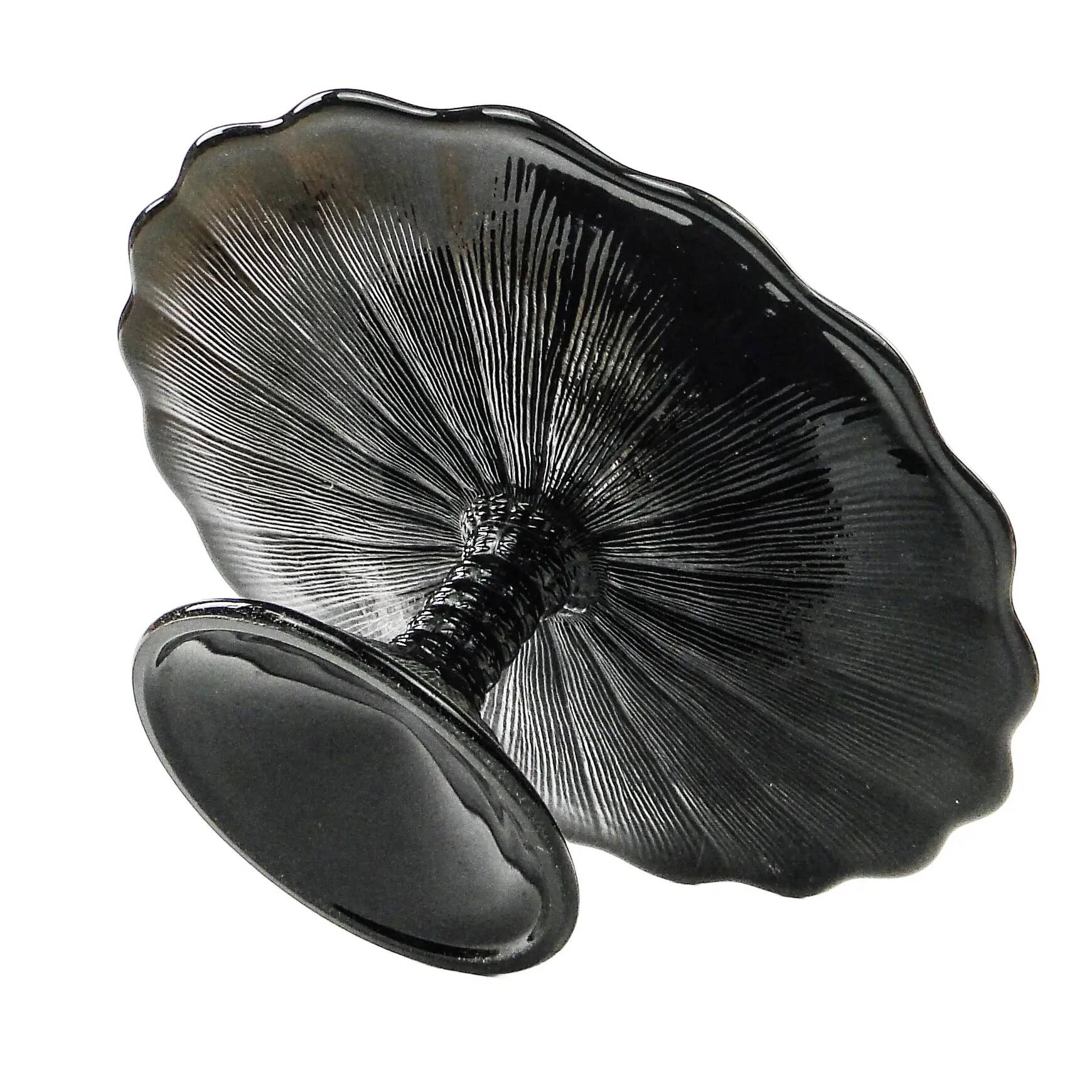 Mid-century modern cake stand, black glass, Ząbkowice, Poland, 1970s