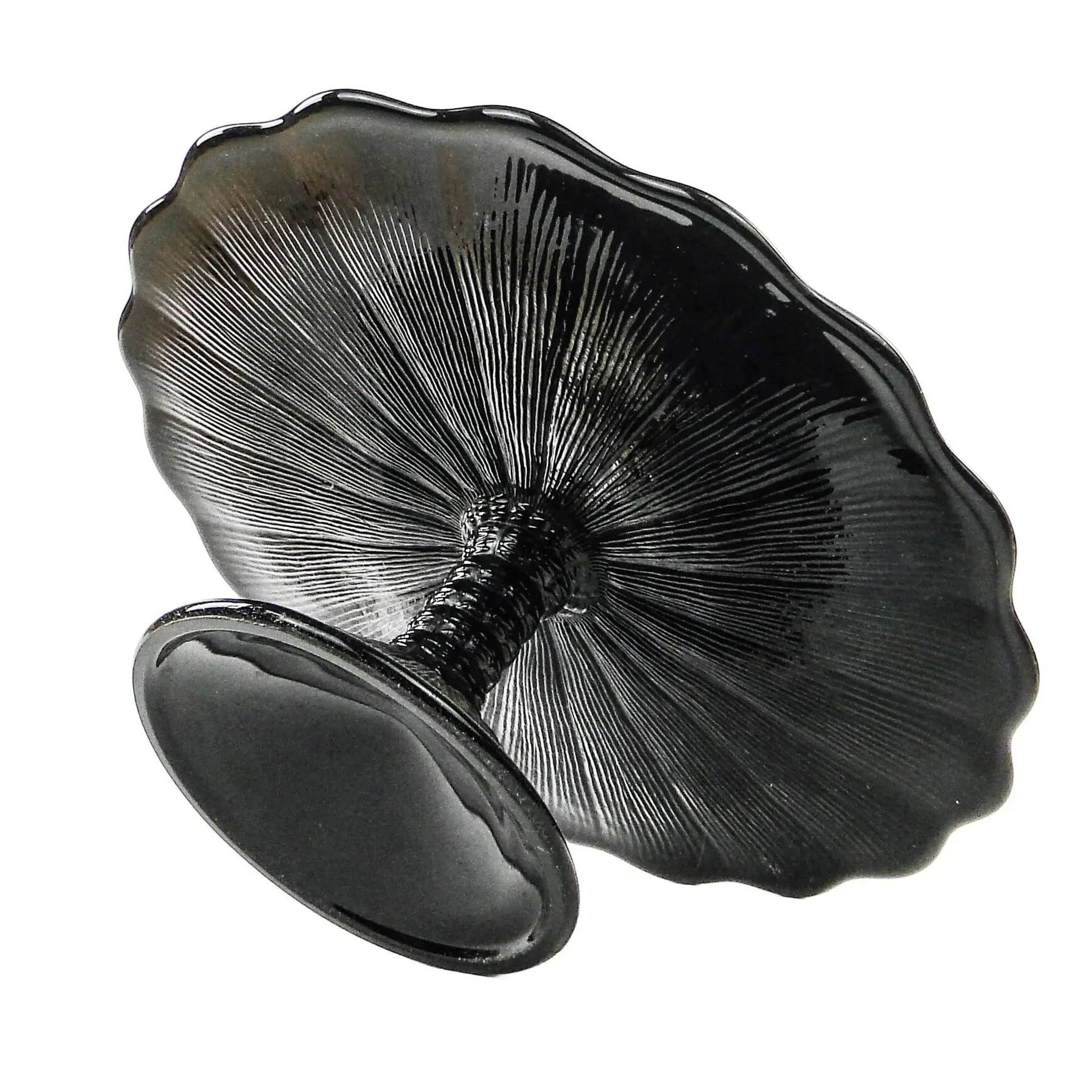 Mid-century modern cake stand, black glass, Ząbkowice, Poland, 1970s