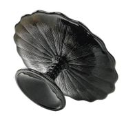 Mid-century modern cake stand, black glass, Ząbkowice, Poland, 1970s