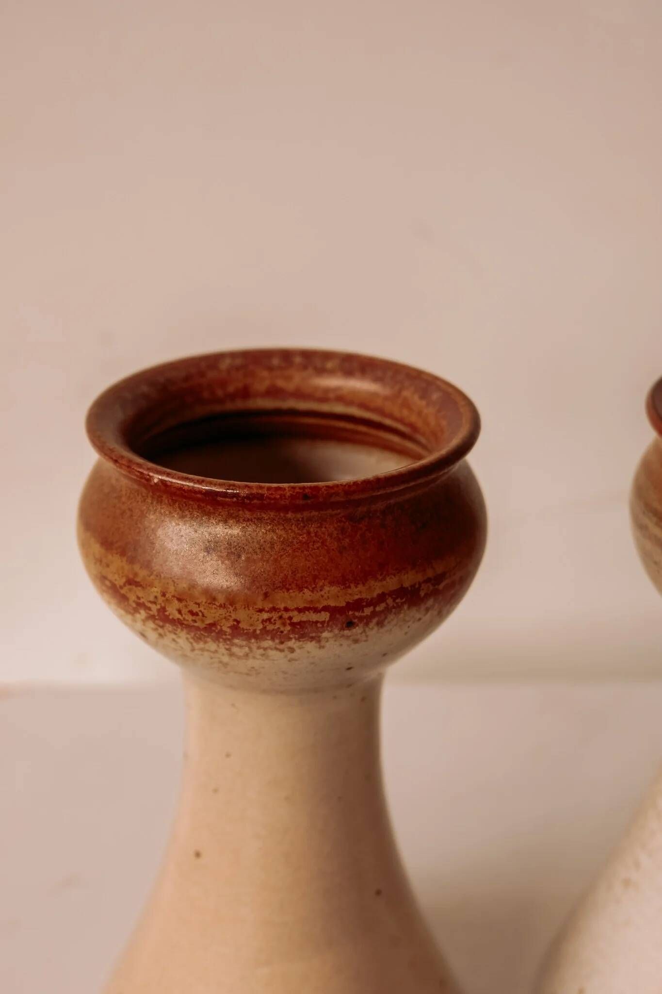 Pair of ceramic candle holders by Gunni Nordstrøm, Denmark, 1960s.