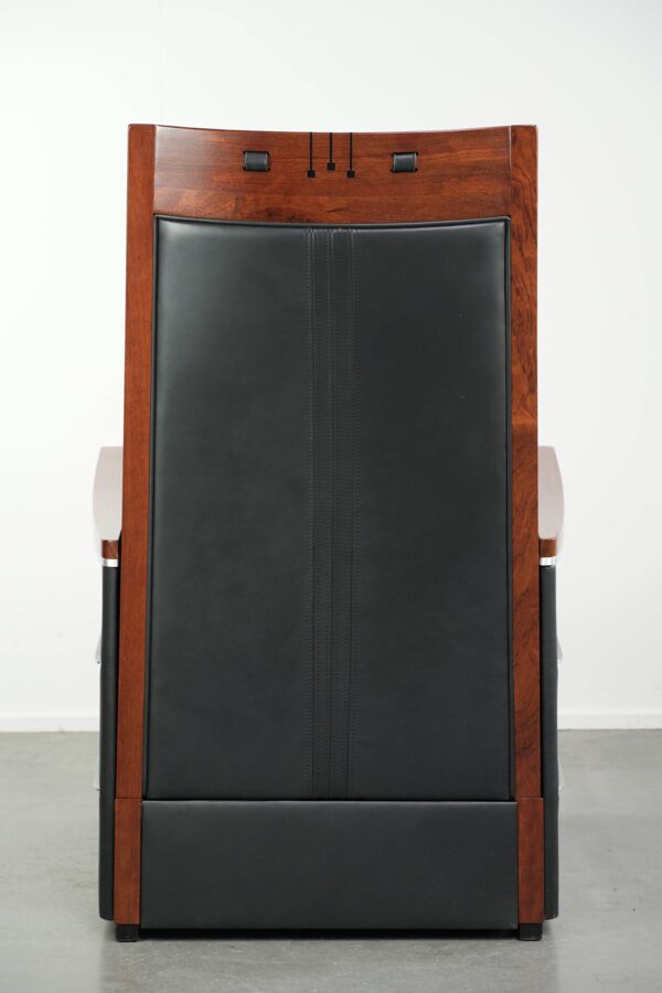 Recliner électrique réglable au design Art Déco en cuir de vache noir
