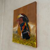 Huile sur toile « Oiseau coloré »