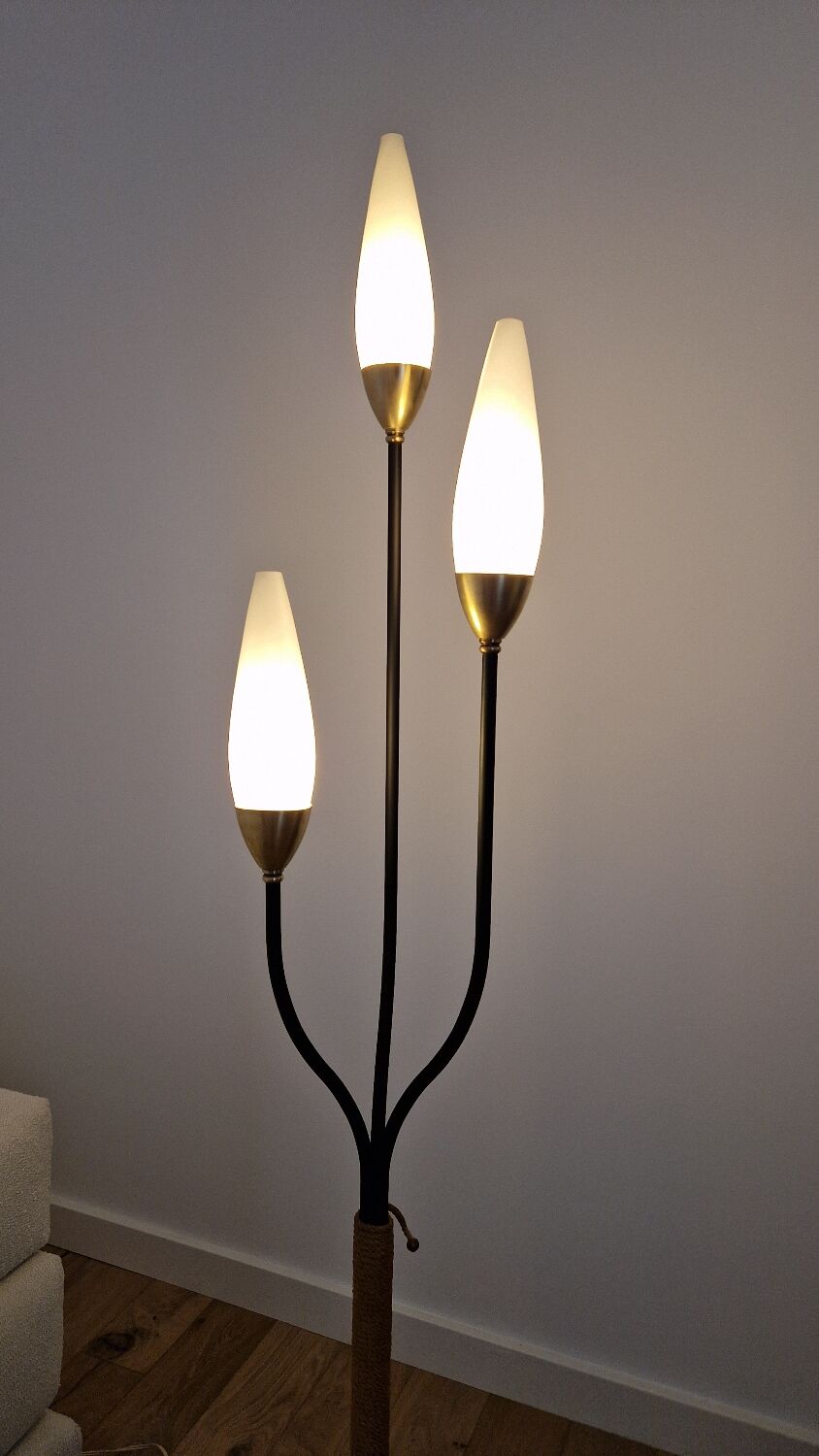 Vintage tripod floor lamp Maison Lunel 1950