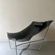 Design armchair Semana in black leather and steel by D. Weeks, limited edition 1980.