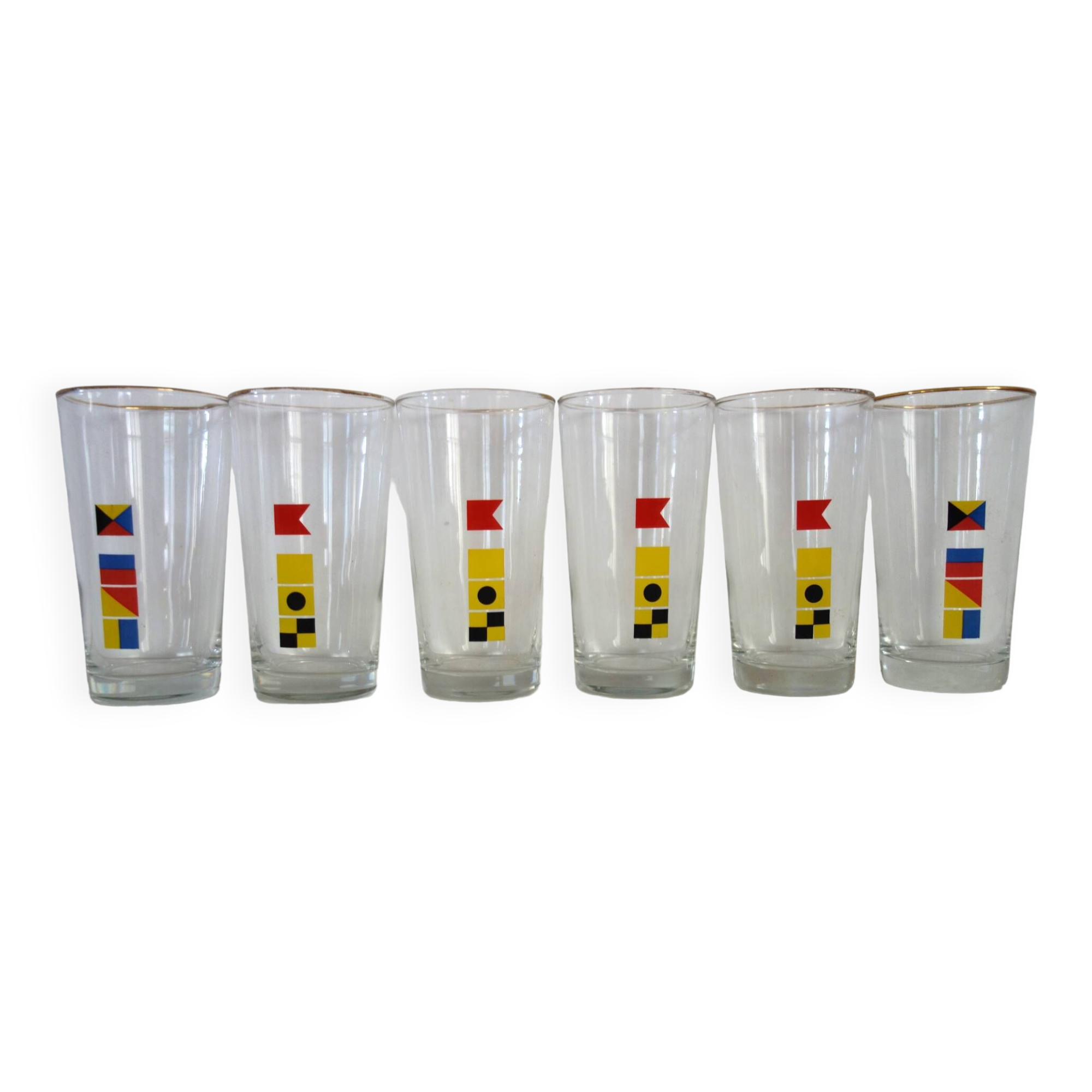 Set of 6 vintage Mobil advertising glasses