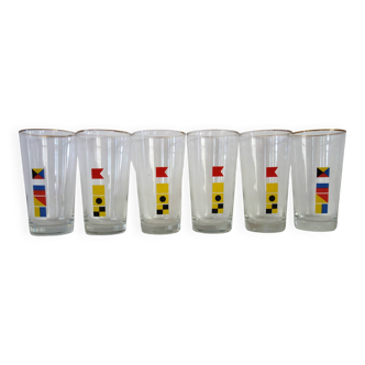 Set of 6 vintage Mobil advertising glasses