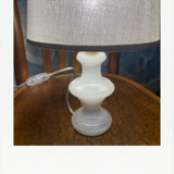 Alabaster and linen lamp