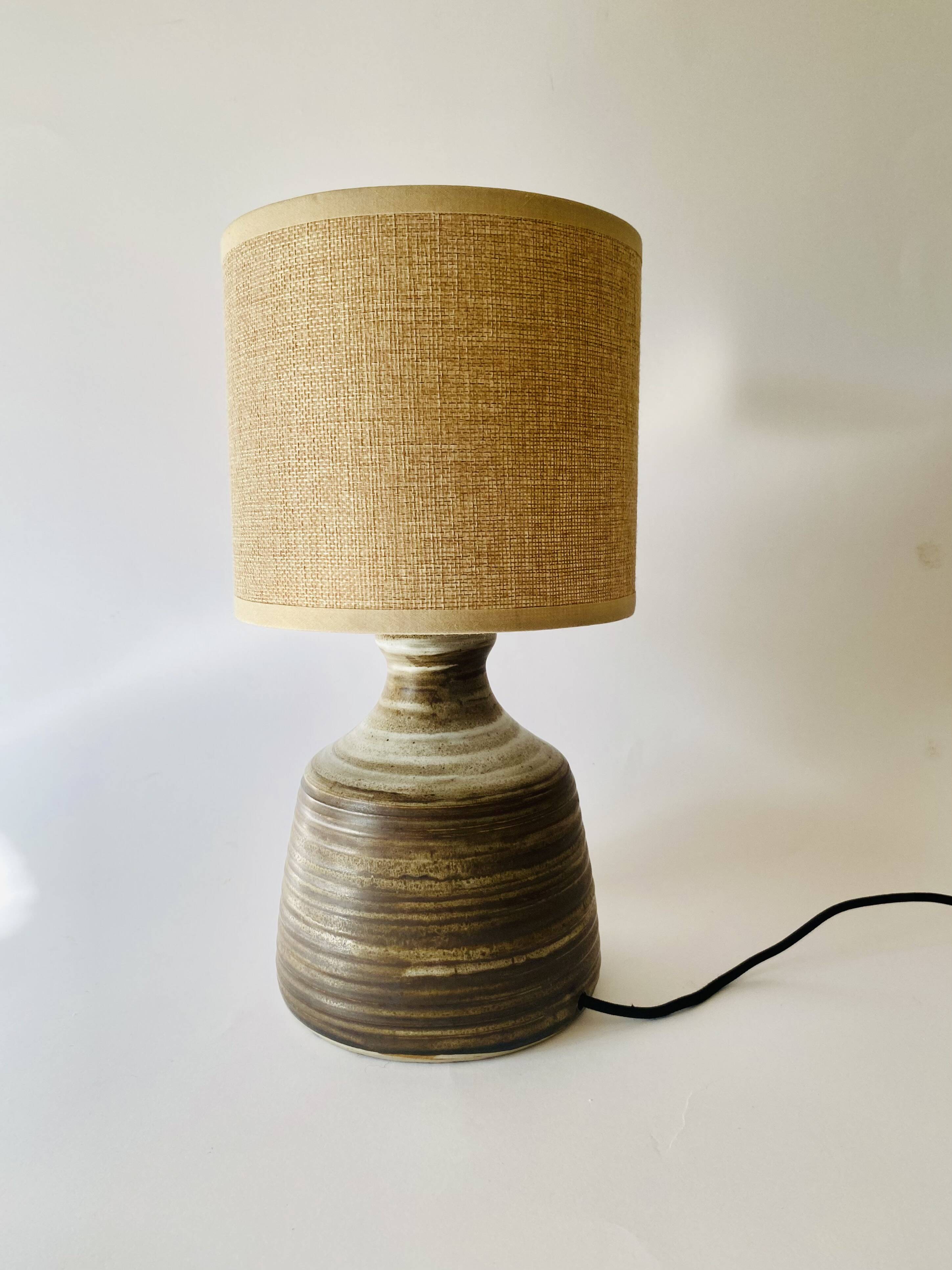 Ceramic lamp, 2m fabric cable, fabric lampshade