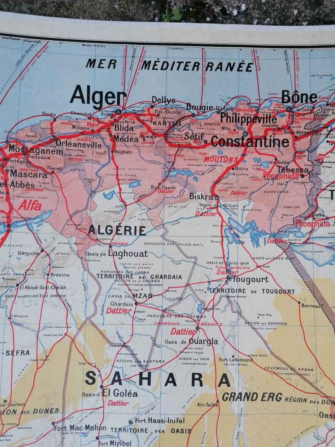 Old Vidal Lablache map N°11 Algeria Tunisia Sahara