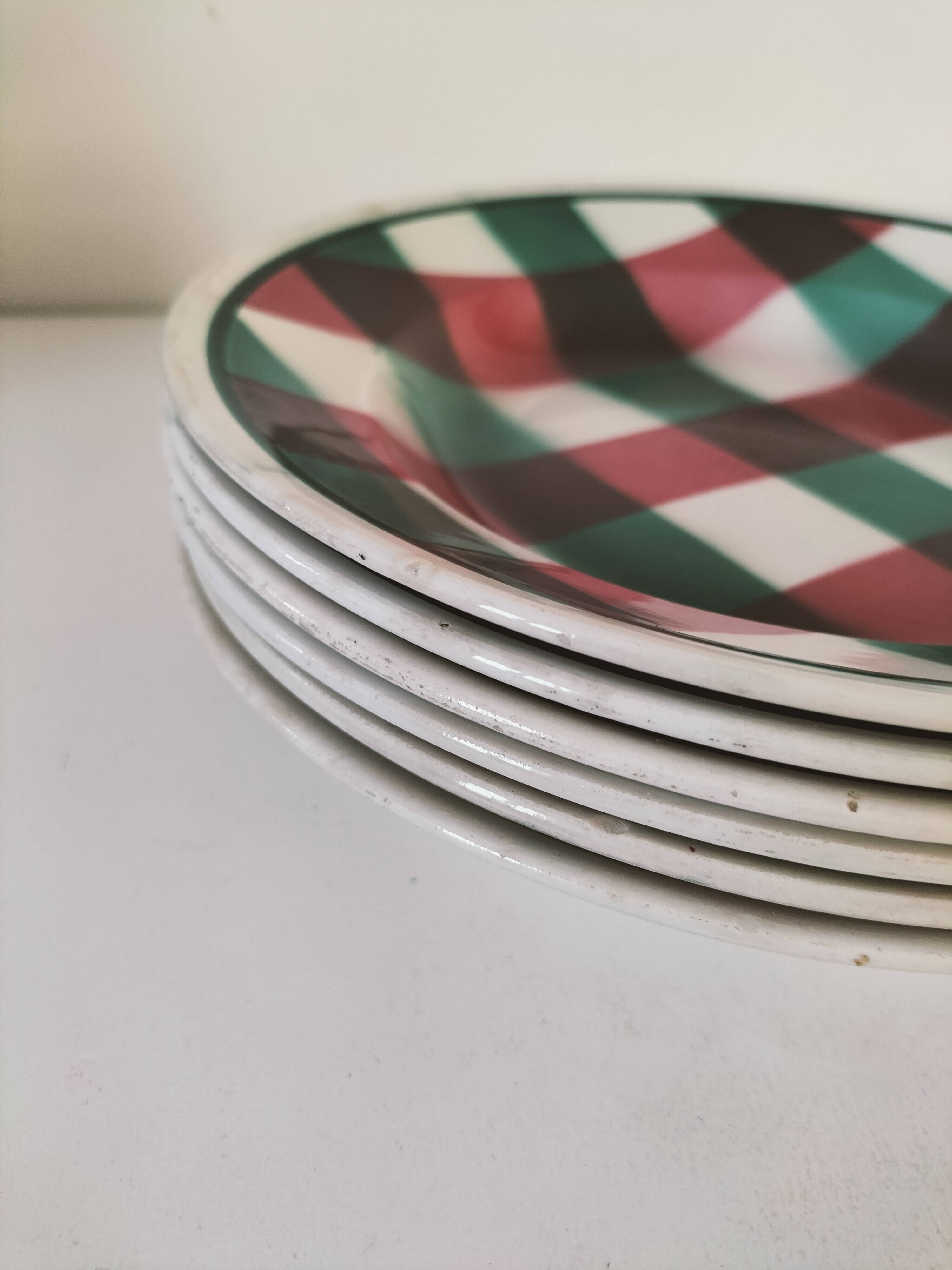 Set of 6 soup plates Faïencerie Nouvelle Givors from the 50s