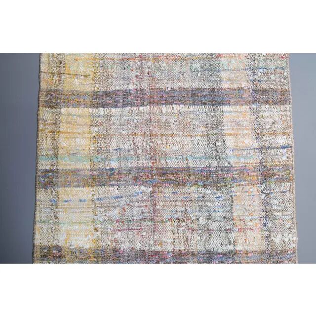 Vintage Turkish Hand-Knotted Wool Cotton White Kilim Runner Rug 75x208