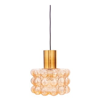 Mid-century amber bubble glass ceiling light by helena tynell for limburg, germany, 1960s