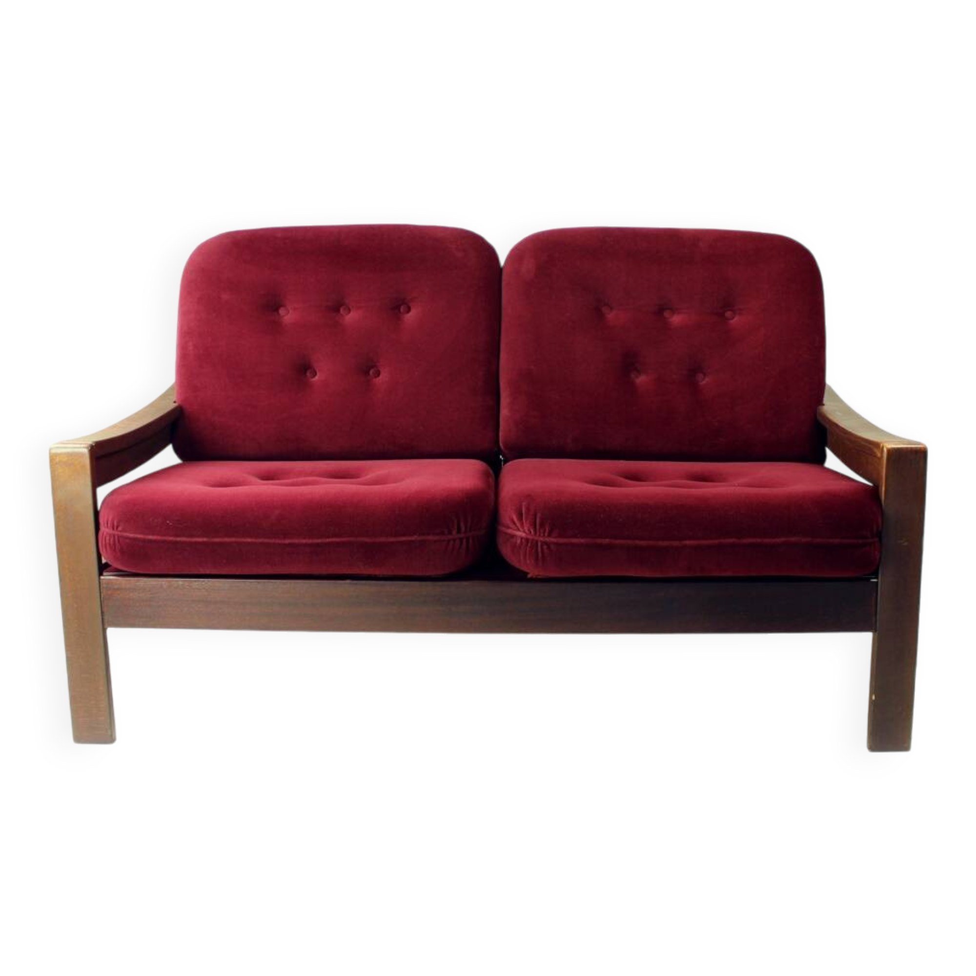 Canapé 2 places en velours de Hikor Pisek, Tchécoslovaquie, années 1980