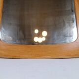 Mid-century modern sculptural wall mirror, oak, crystal glass, Glas & Trä, 1960s