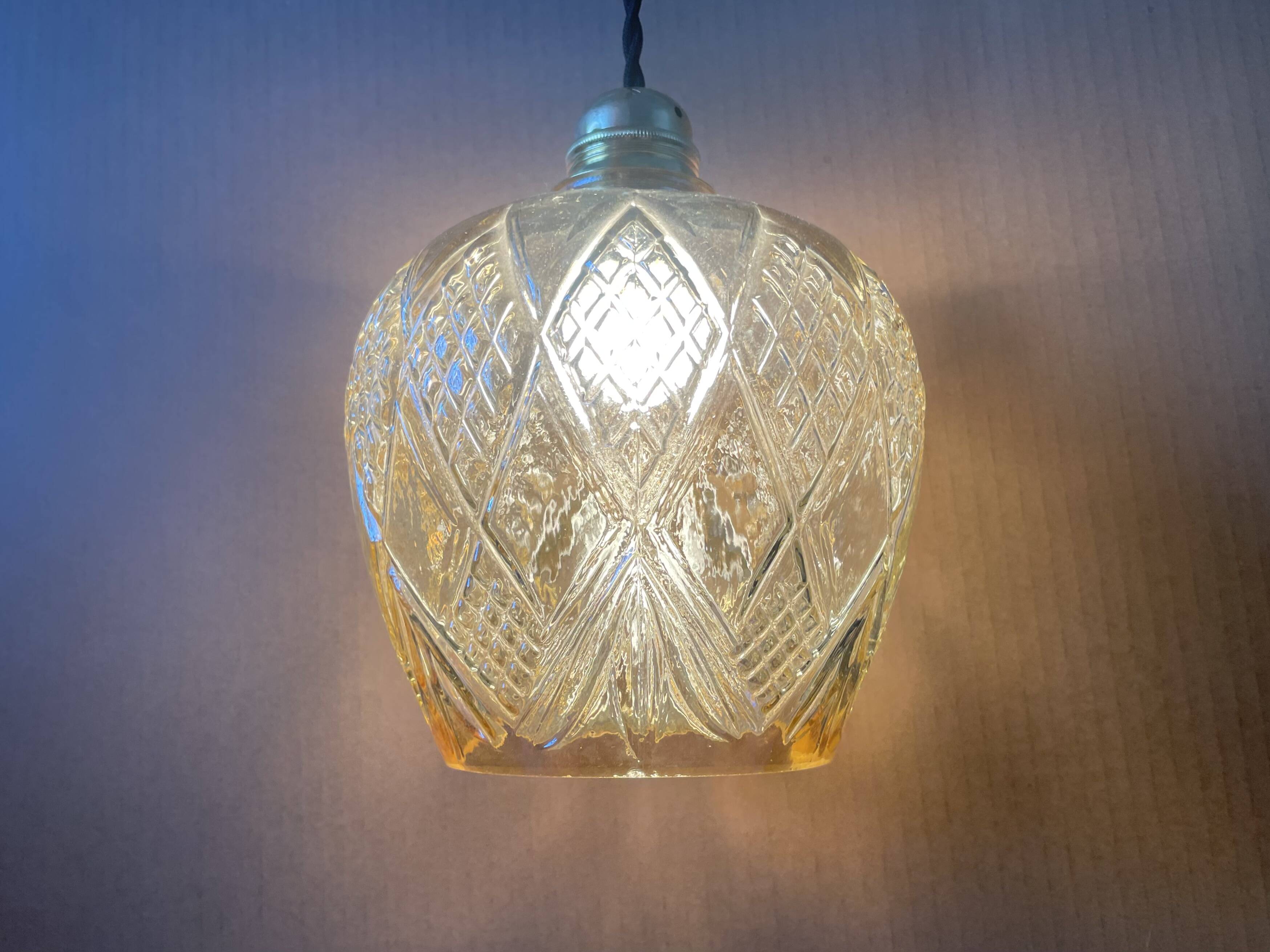 70s glass pendant light