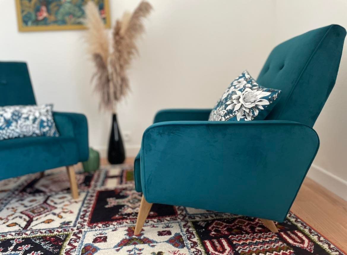 Duo of armchair back-of-year 50/60, restored