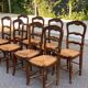 8 Louis XV solid wood straw shell chairs