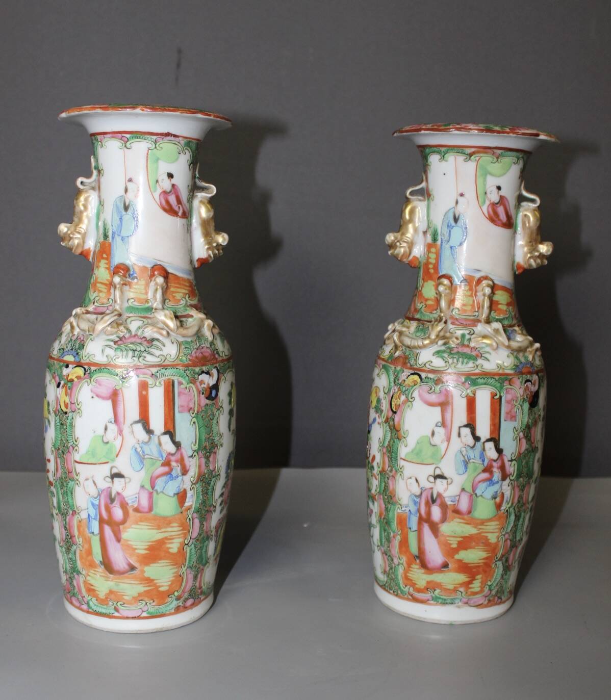 Pair of Canton Porcelain Vases, China circa 1900