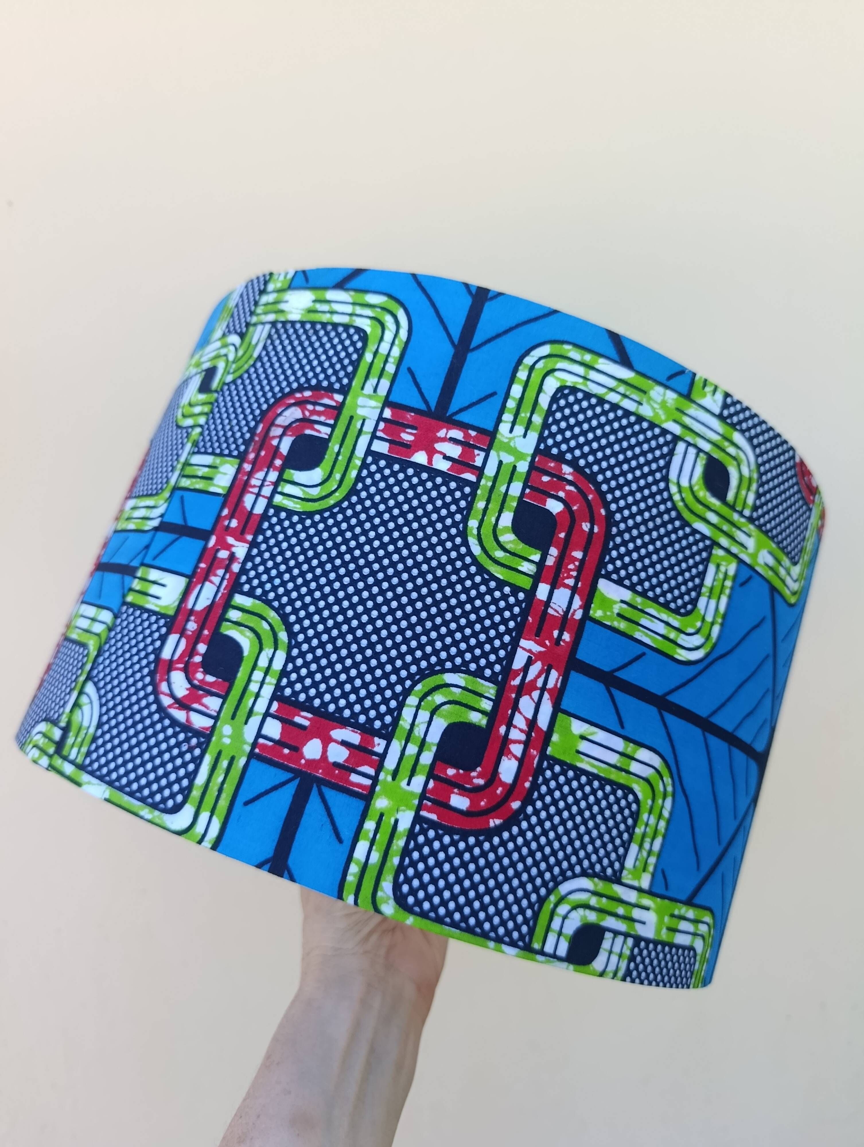 XL lampshade/suspension with printed ethnic graphic wax
