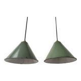 Enamelled sheet metal cone pendants