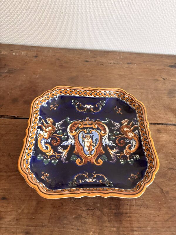 Assiette Plat Coupe Corbeille Faïence Gien Modèle Renaissance Ange Angelot