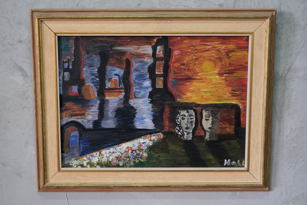 Lennart Hall, Swedish abstract painting, 1960s, Oil on panel, Framed