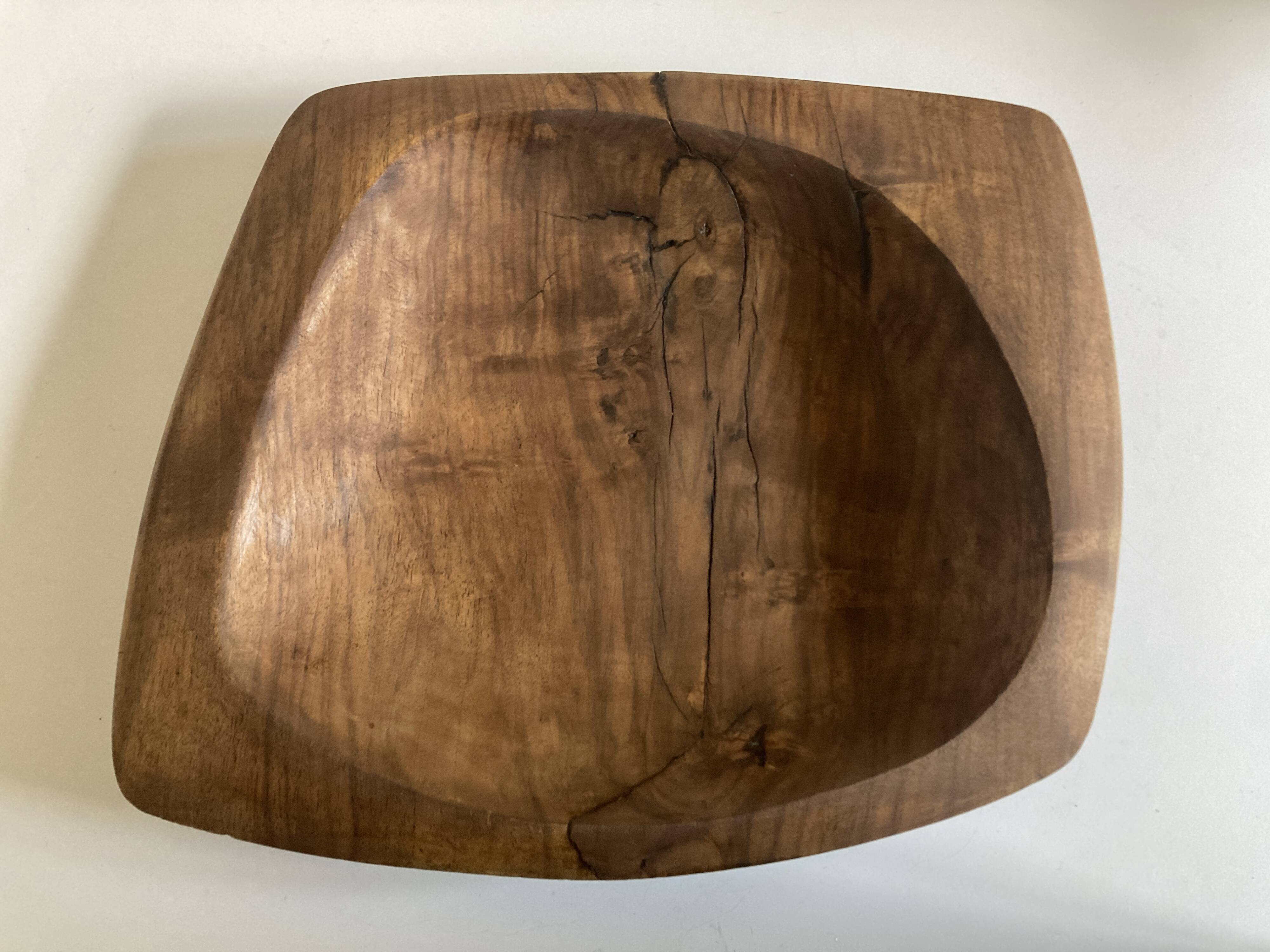 Vide poche forme libre mid century XXL en bois d'olivier