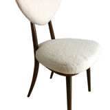 Midcentury White bouclé Heart Chairs, by Kurmanowicz, 1960s, Set of 6