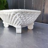 Vintage basket, woven ceramic fruit bowl