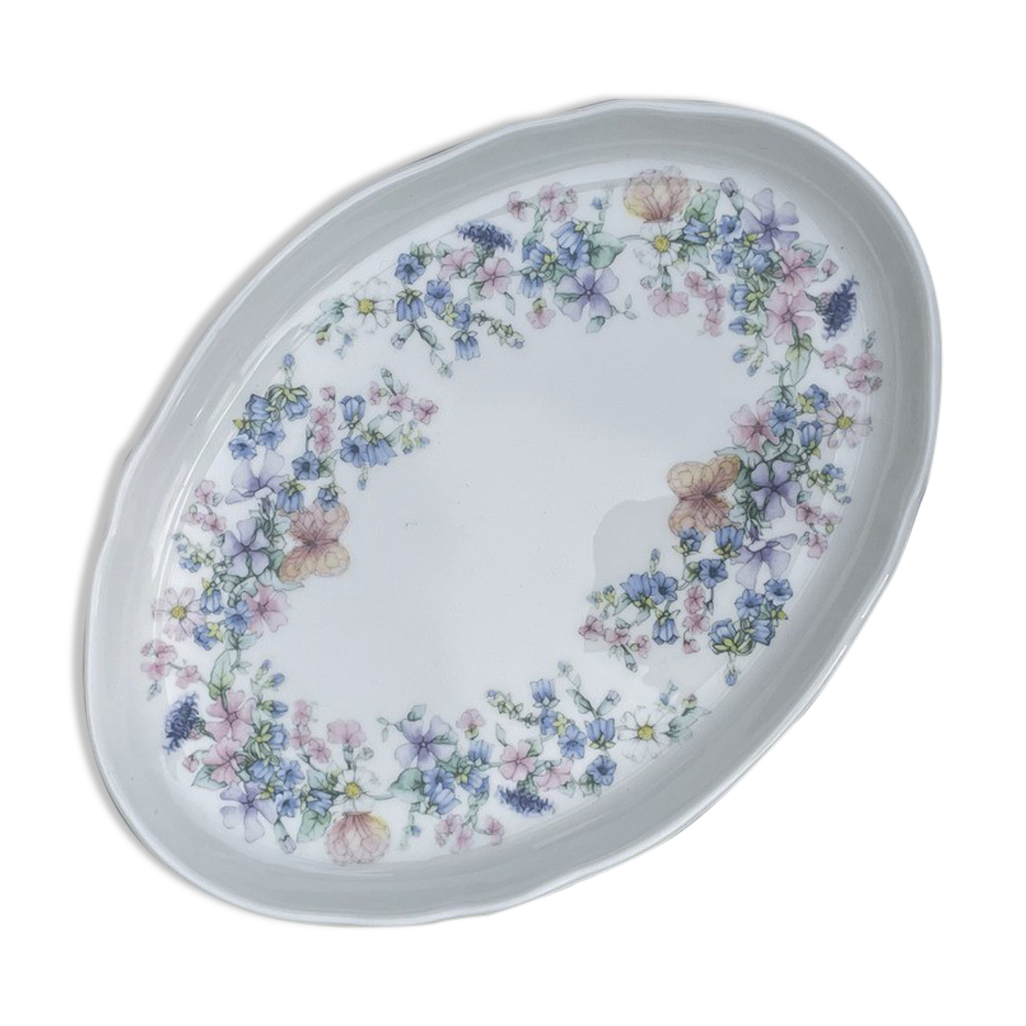 Plat oval à décor floral wedgwood
