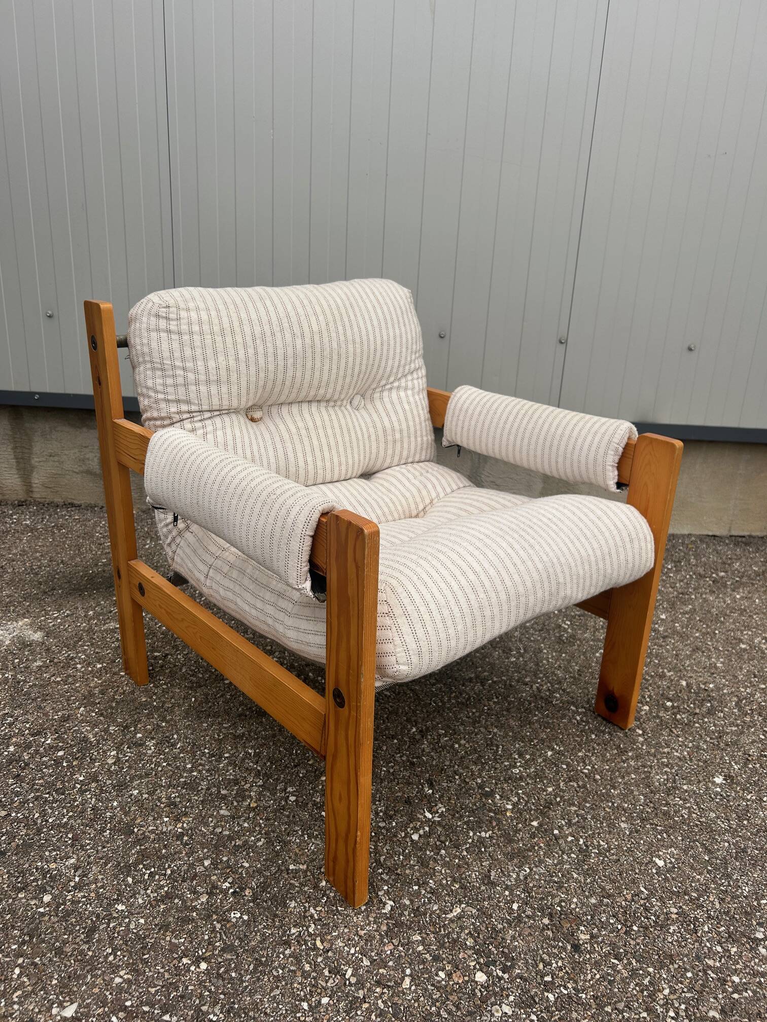 Fauteuil brutaliste design Gillis Lundgren 1976