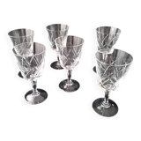 6 old crystal wine glasses from Arques, Saumur model.